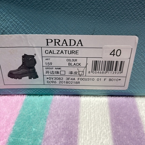 PRADA Women’s black patent leather combat boots with certificate of authenticity - Picture 16 of 16